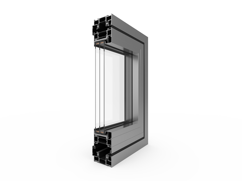 Afbeelding van de Decalu 88 Folding model van de achterkant, een schuifpui met vouwdeuren