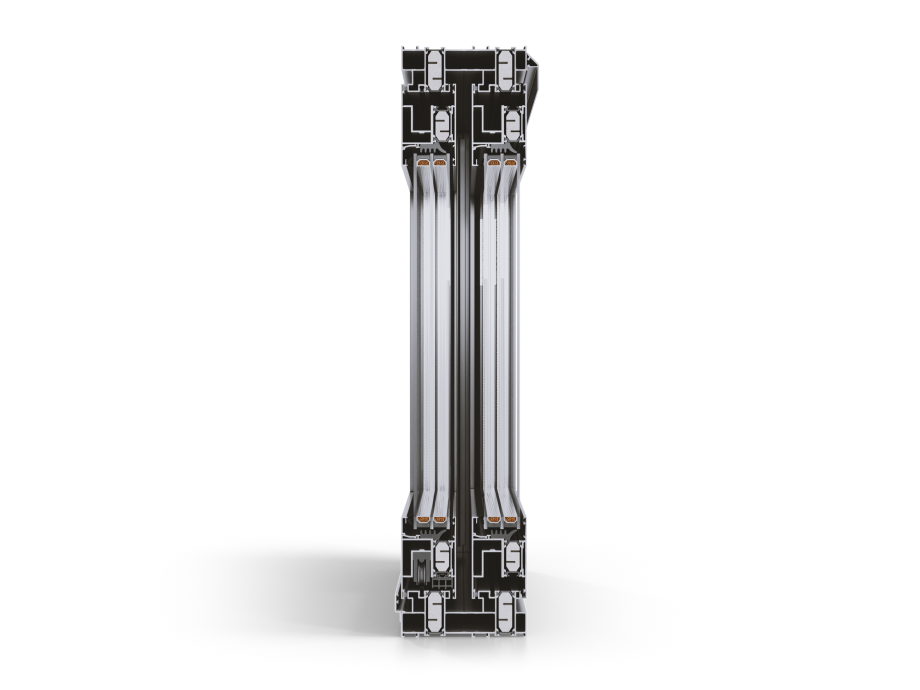 Ultraglide plus schuifpui illustratie van de zijkant met doorsnede